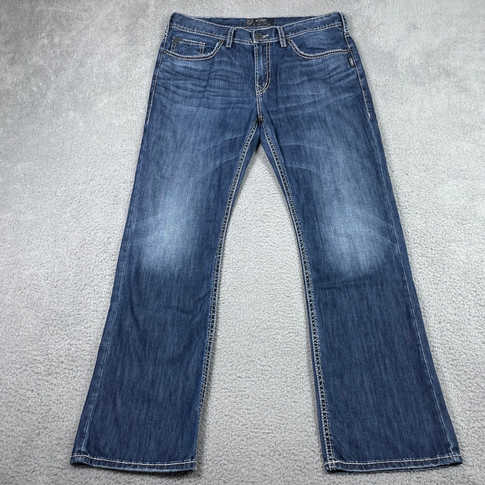 Silver Jeans Co Craig Bootcut Jeans Mens 36x34 (Fits 36x32) Blue Easy Fit